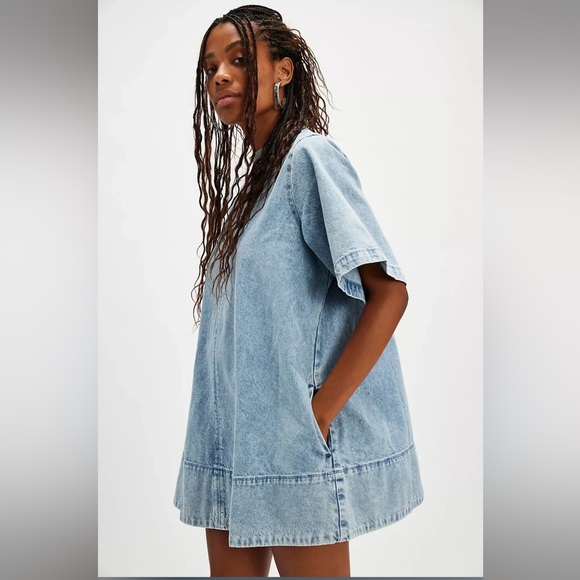NEW Free People Harlow Denim Mini Dress - Picture 2 of 5